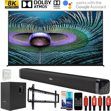 Sony Z9J Bravia XR 8K LED HDR 85" Smart TV 2021 with Deco Gear Home Theater Bundle