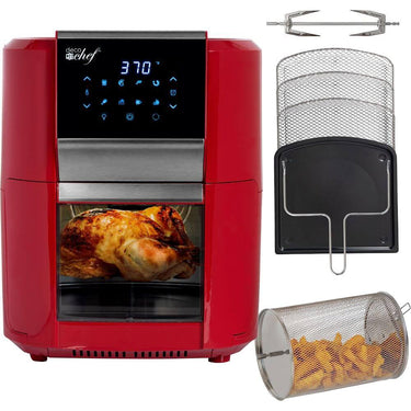 Deco Chef 12.7QT Digital Air Fryer Oven, with 3 Racks, Rotisserie Red Open Box