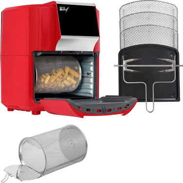 Deco Chef 12.7QT Digital Air Fryer Oven, with 3 Racks, Rotisserie Red Open Box