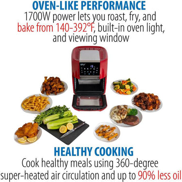 Deco Chef 12.7QT Digital Air Fryer Oven, with 3 Racks, Rotisserie Red Open Box