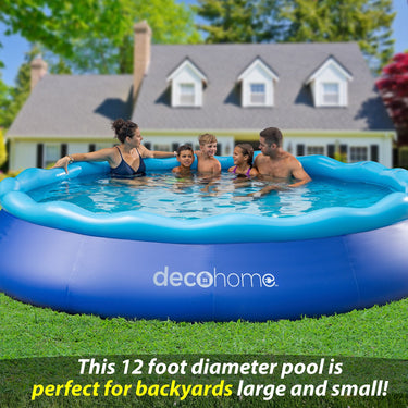 Deco Home 12FT x 30IN Inflatable Pool with Filter Pump and Air Compressor for Inflation