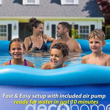 Deco Home 12FT x 30IN Inflatable Pool with Filter Pump and Air Compressor for Inflation