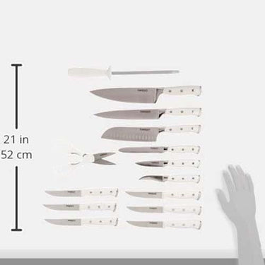 Cuisinart Triple Rivet 15-Piece Cutlery Set with Storage Block, White (C77WTR-15P)