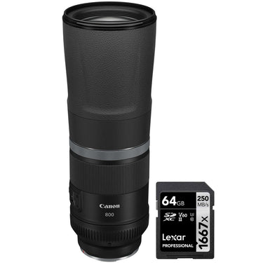 Canon RF 800mm f/11 IS STM Lens Super Telephoto For RF Mount + 64GB Memory Card