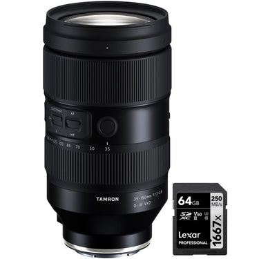 Tamron 35-150 F/2-2.8 Di III VXD Lens for Sony E-mount Mirrorless with 64GB Card