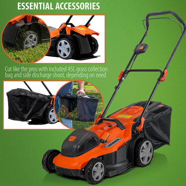 Deco Home Cordless Lawn Mower 16" Deck, 40V Battery, Push Start, 45L Grass Bag, Side Chute