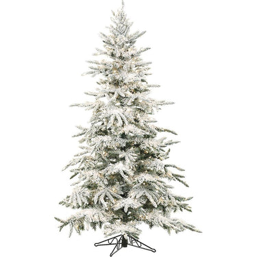 Fraser Hill Farm 7.5 Ft. Flocked Mountain Pine w/ Smart String Lighting Open Box
