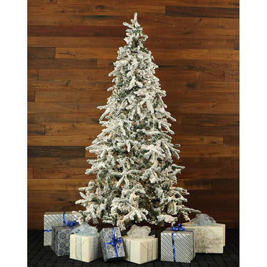 Fraser Hill Farm 7.5 Ft. Flocked Mountain Pine w/ Smart String Lighting Open Box