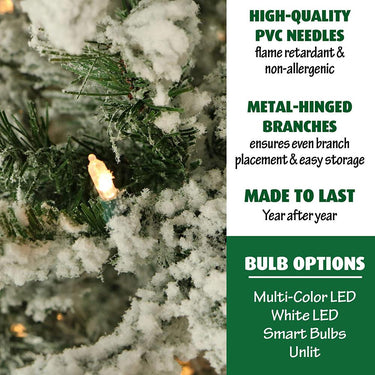 Fraser Hill Farm 7.5 Ft. Flocked Mountain Pine w/ Smart String Lighting Open Box