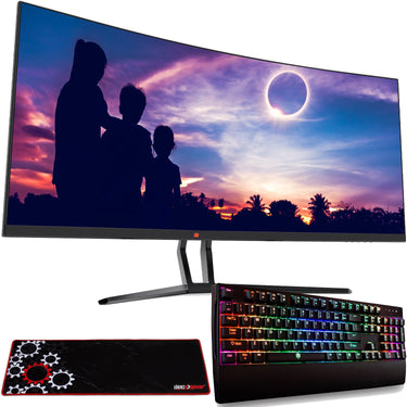 Deco Gear 35" Curved Ultrawide LED Gaming Monitor - Bonus Deco Gear Keyboard and Mouse Pad