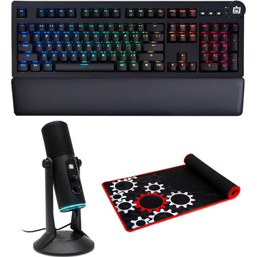 Deco Gear Mechanical RGB Keyboard Cherry MX Red Bundle with USB Microphone and Mousepad