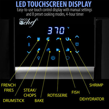 Deco Chef Chef 12.7QT Digital Air Fryer Oven, with 3 Racks, 8 Meal Presets Open Box