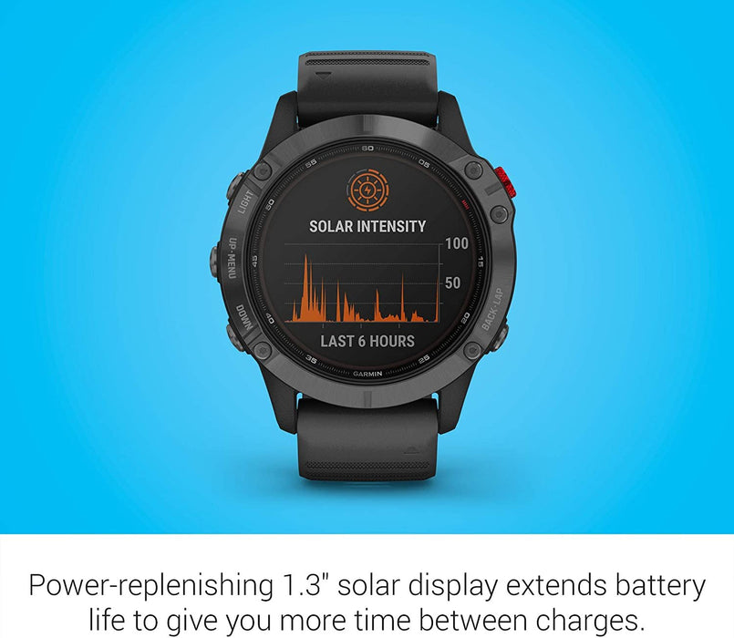 Garmin fenix 6 Solar Multisport GPS Smartwatch (Slate Gray w/ Black Band)