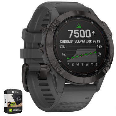 Garmin Fenix 6 Pro Solar Multisport GPS Smartwatch Black with Gray Band+Warranty