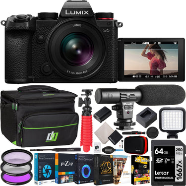 Panasonic LUMIX S5 4K Mirrorless Full Frame Camera Body + 50mm F1.8 Lens S-S50 Kit Bundle