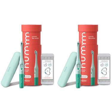 Colgate Hum Smart Battery Power Toothbrush with Vibrations and Case Teal 2 Pack