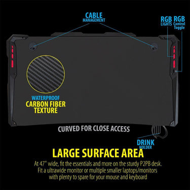 Deco Gear 47" LED Gaming Desk Bundle with Gaming Chair, USB PC Microphone and HDMI Cable