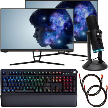 Deco Gear 25" Gaming Monitor, 1080P, 144Hz (2-Pack) Bundle with Keyboard and PC Microphone