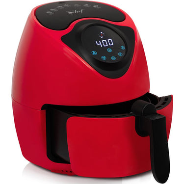 Deco Chef 3.7QT Electric Oil-Free Digital Air Fryer Red with Extended Warranty