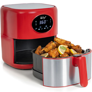 Deco Chef 3.7QT Digital Air Fryer with 6 Cooking Presets Red + Extended Warranty