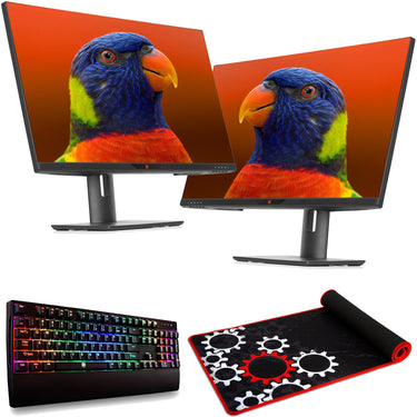 Deco Gear 28" 4K Ultrawide Dual Monitors + Bonus Mechanical Keyboard, Extended Mouse Pad