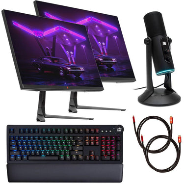 Deco Gear 25" Ultrawide LED 280Hz Gaming Monitor (2pk) Bundle with Keyboard and Microphone