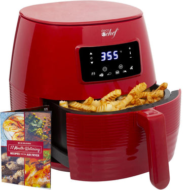 Deco Chef Digital 5.8QT Electric Air Fryer Red with 1 Year Extended Warranty