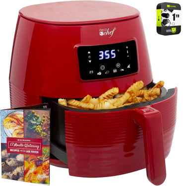 Deco Chef Digital 5.8QT Electric Air Fryer Red with 1 Year Extended Warranty