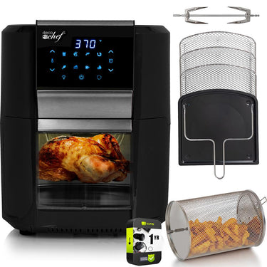 Deco Chef 12.7QT Digital Air Fryer Oven with 3 Racks Black + Extended Warranty