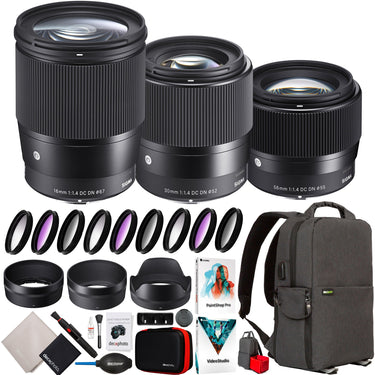 Sigma 30mm F1.4 DC DN + 16mm F1.4 DC DN + 56mm F1.4 DC DN 3 Lens Kit for Sony E-Mount