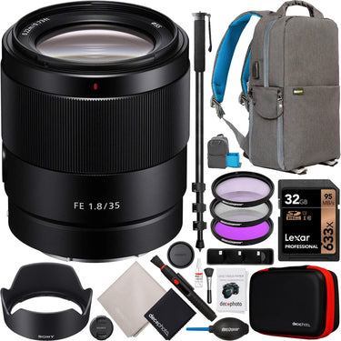 Sony FE 35mm F1.8 E-Mount Prime Lens SEL35F18F for Full-Frame and APS-C Camera Bundle