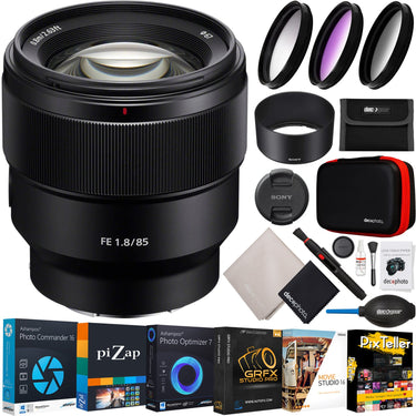 Sony SEL85F18 85mm F1.8 Medium Telephoto Prime E-mount Lens Pro Accessory Bundle