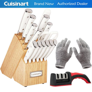 Cuisinart Triple Rivet 15-Piece Cutlery Set w/ Storage Block + Deco Knife Sharpener Bundle