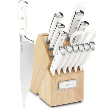 Cuisinart Triple Rivet 15pc Cutlery Set w/ Storage Block, White + Kitchen Timer