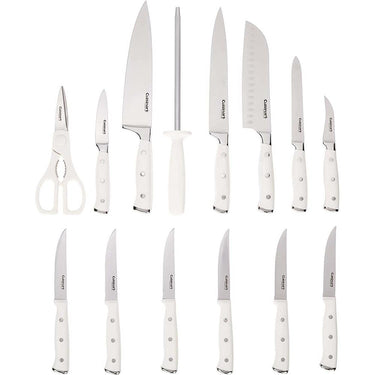 Cuisinart Triple Rivet 15pc Cutlery Set w/ Storage Block, White + Kitchen Timer