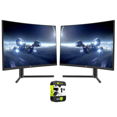 Deco Gear 27" Color Accurate VA Curved Monitor 2 Pack with Extended Warranty