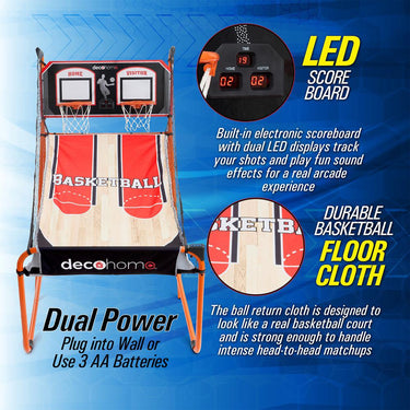 Deco Gear Arcade Basketball Game - LED Scoreboard; 8 Game Modes; and 5 Balls - Open Box