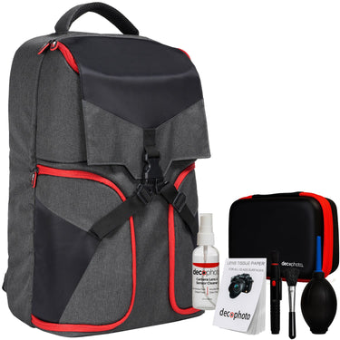 Deco Gear DSLR Photography Camera Backpack with Camera Lens Cleaning Kit and Case
