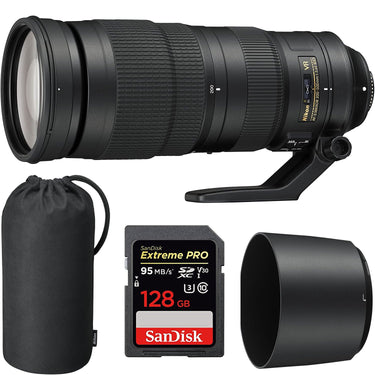 Nikon 200-500mm f/5.6E ED VR AF-S NIKKOR Zoom Lens + Sandisk 128GB Memory Card