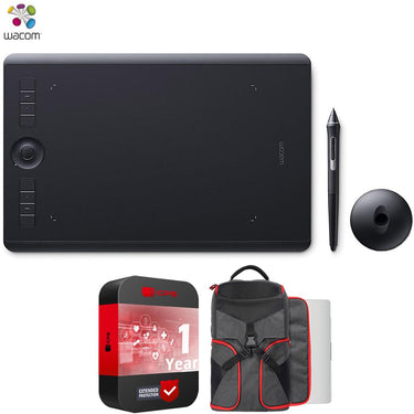 Wacom Intuos Pro Medium Creative Pen Tablet, Black PTH660 + Backpack Bundle