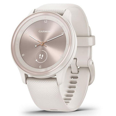 Garmin vivomove Sport Smart Hybrid Watch Ivory Case Silicone Band w/ Peach Gold Accents