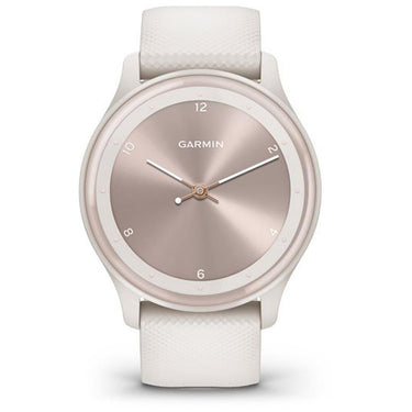 Garmin vivomove Sport Smart Hybrid Watch Ivory Case Silicone Band w/ Peach Gold Accents