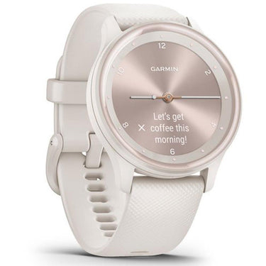 Garmin vivomove Sport Smart Hybrid Watch Ivory Case Silicone Band w/ Peach Gold Accents