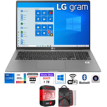 LG gram 17" WQXGA 11th Gen Intel i7-1165G7 16GB/1TB SSD Laptop + Backpack Bundle