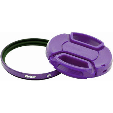 Vivitar 49mm UV Filter and Snap On Cap - Purple