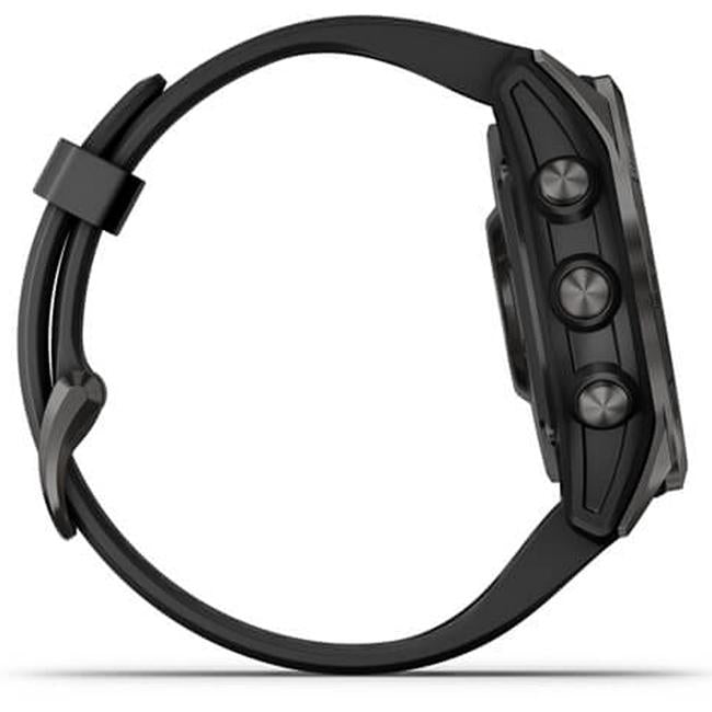 Garmin Fenix 7S Sapphire Solar Smartwatch - Carbon Gray DLC Titanium with Black Band