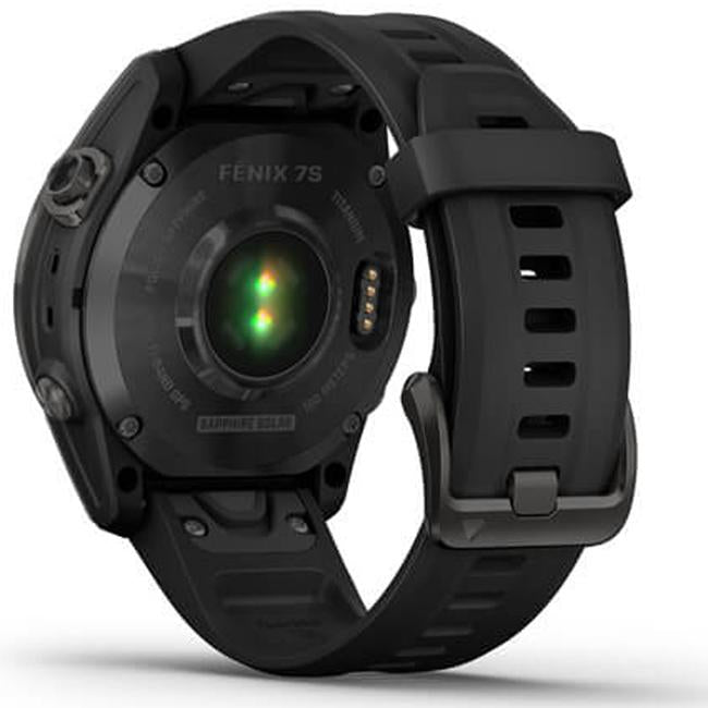 Garmin Fenix 7S Sapphire Solar Smartwatch - Carbon Gray DLC Titanium with Black Band