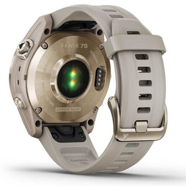 Garmin Fenix 7S Sapphire Solar Smartwatch - Cream Gold Titanium with Light Sand Band