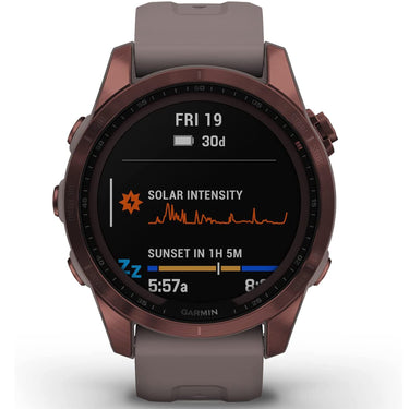 Garmin Fenix 7S Sapphire Solar Smartwatch - Dark Bronze Titanium with Shale Gray Band