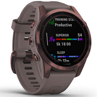 Garmin Fenix 7S Sapphire Solar Smartwatch - Dark Bronze Titanium with Shale Gray Band